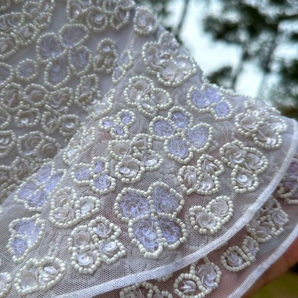 NWT! $1200 Mac Duggal flutter cap sleeve beaded White Formal/Wedding Dress SZ6 - Picture 7 of 17